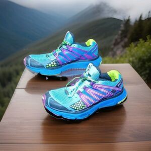Salomon Womens XR Mission 1 Blue Multicolor Trail Running Shoes 327035 Size 10